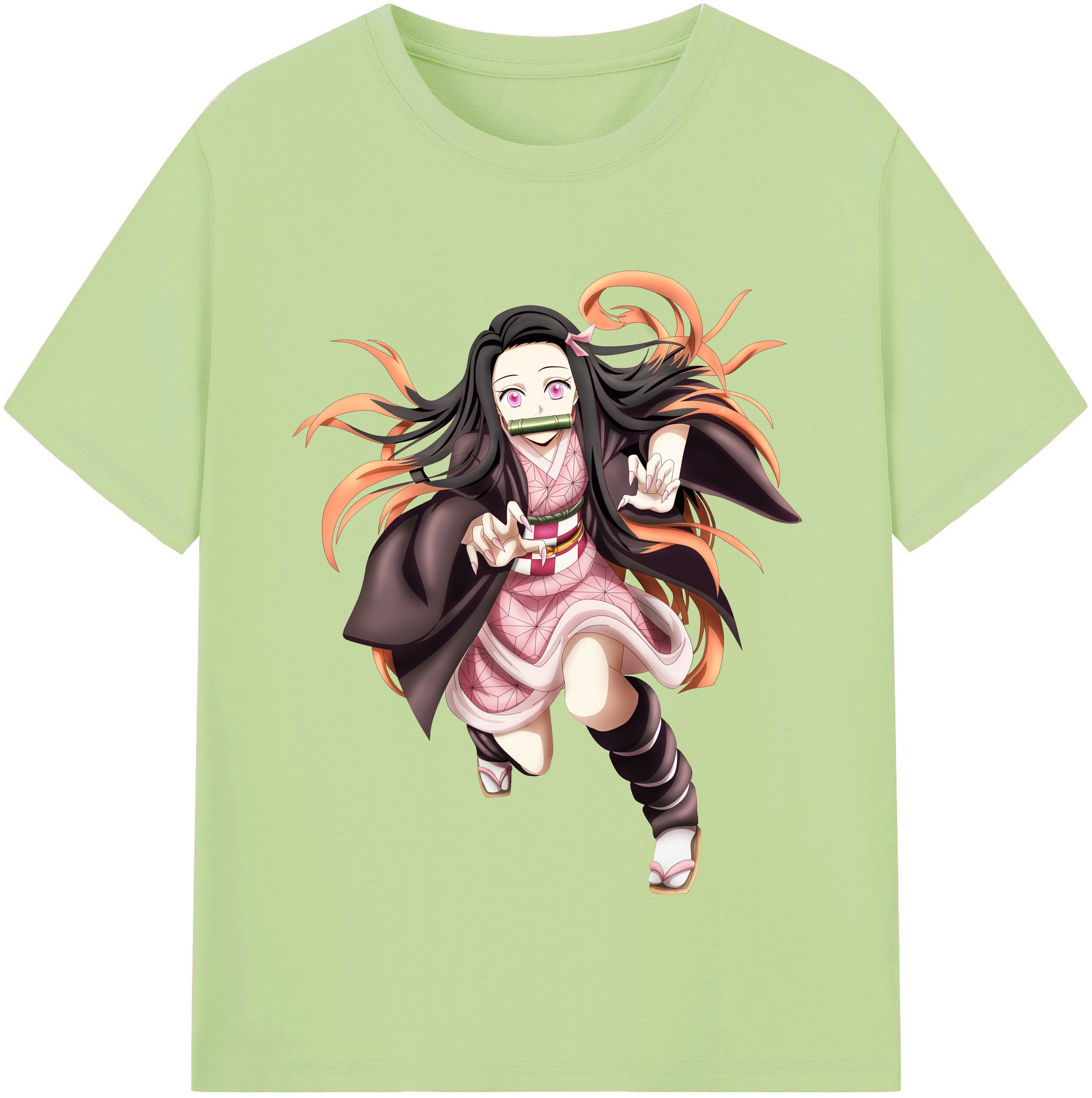 （画像用） 鬼滅の刃（きめつのやいば）竈門 禰󠄀豆子／かまど ねずこ Kamado Nezuko 綿100％半袖Tシャツ（フロントプリント）